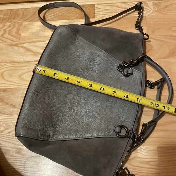 Coach 20166 Chain Prairie Satchel Leather Suede HEATHER GREY $325 Purse Hand Bag - Picture 11 of 16